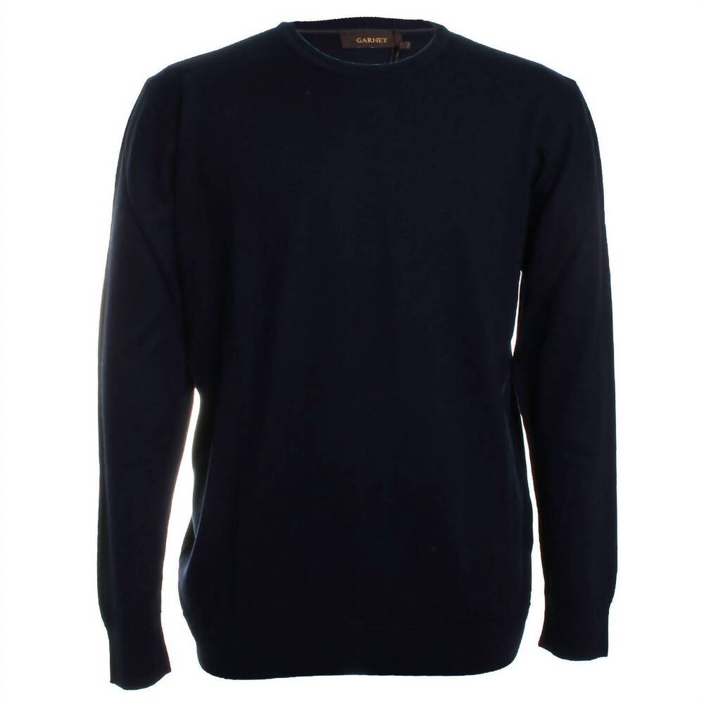 NEW GARNET CLOTHIERS men's merino crew sweater in navy